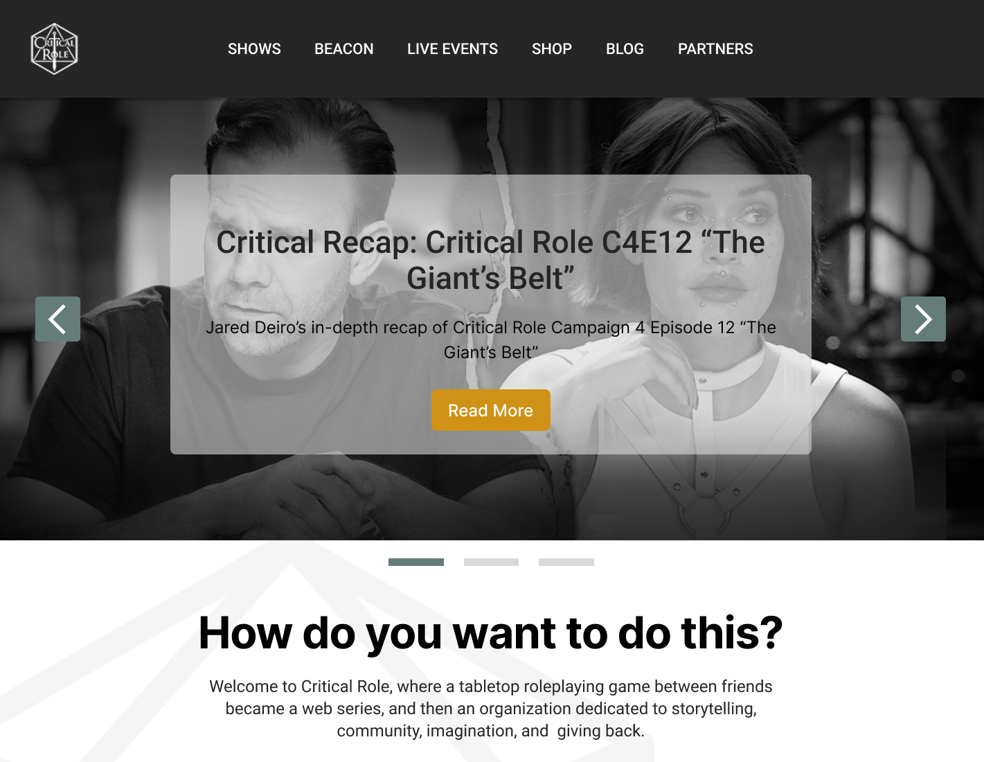 Critical Role Website Redesign